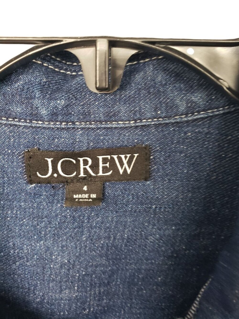J. Crew $178 Denim Utility Dress Western Shirt Dress Tie Waist Womens 4 Office - Picture 3 of 12